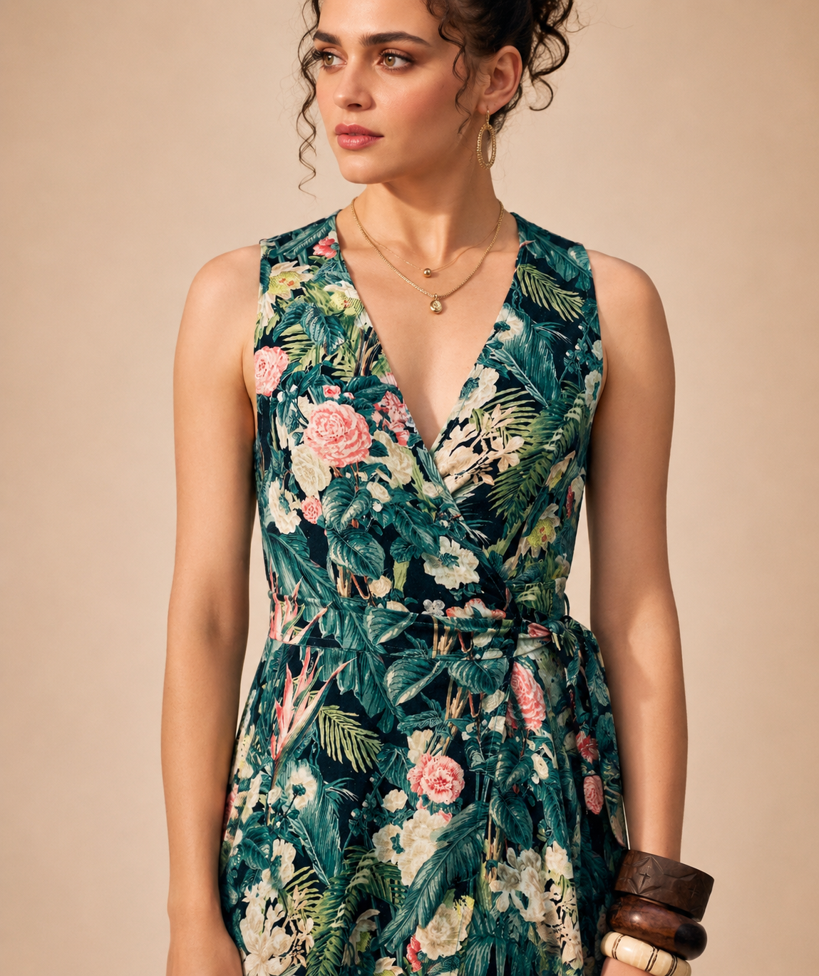 Floral Printed Wrap around Midi Dress